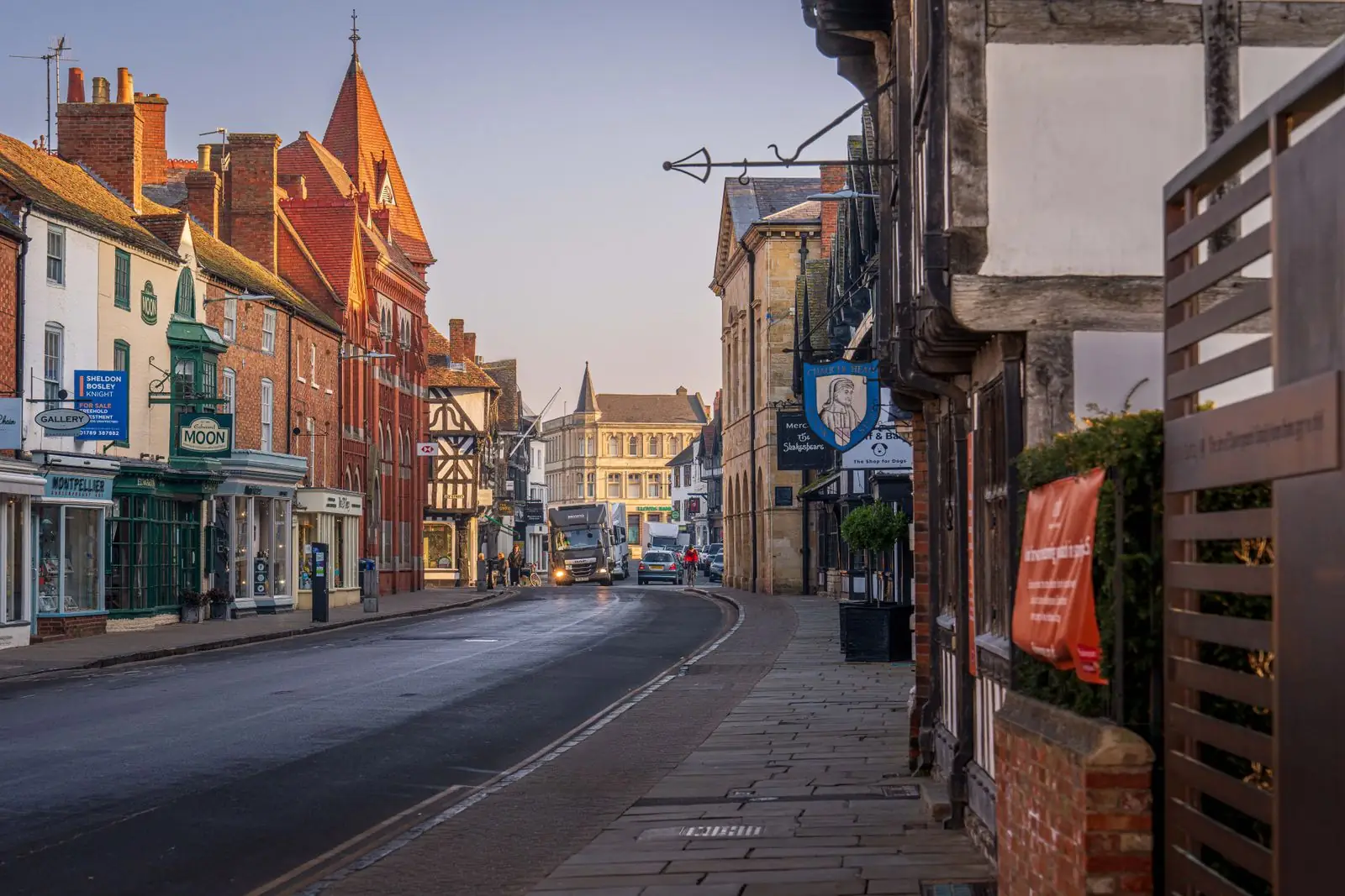 A traditional English market town high street